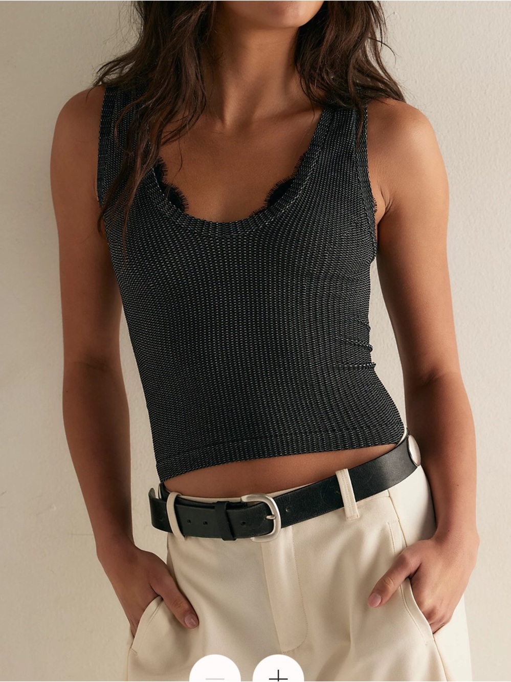 Free People Black Ribbed Scoop Neck Tank Top
